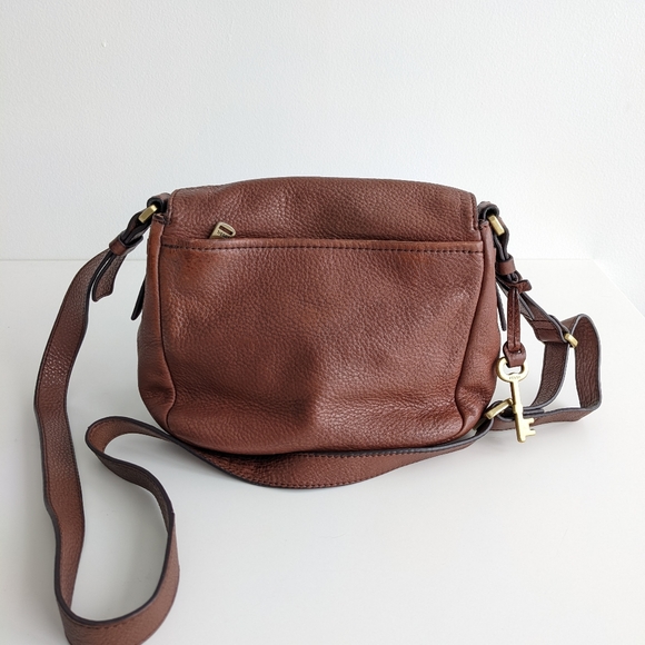 Cognac Fossil Peyton Small Crossbody Purse Leather and Suede - Picture 6 of 16